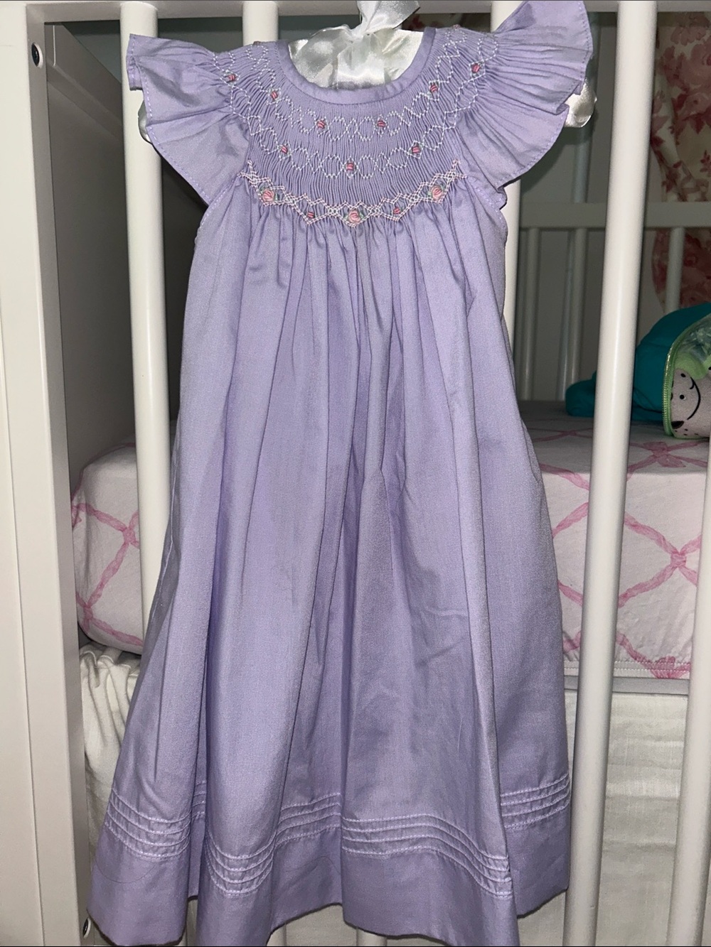 Lilac Smocked Flutter-Sleeve Girls' Formal Dress